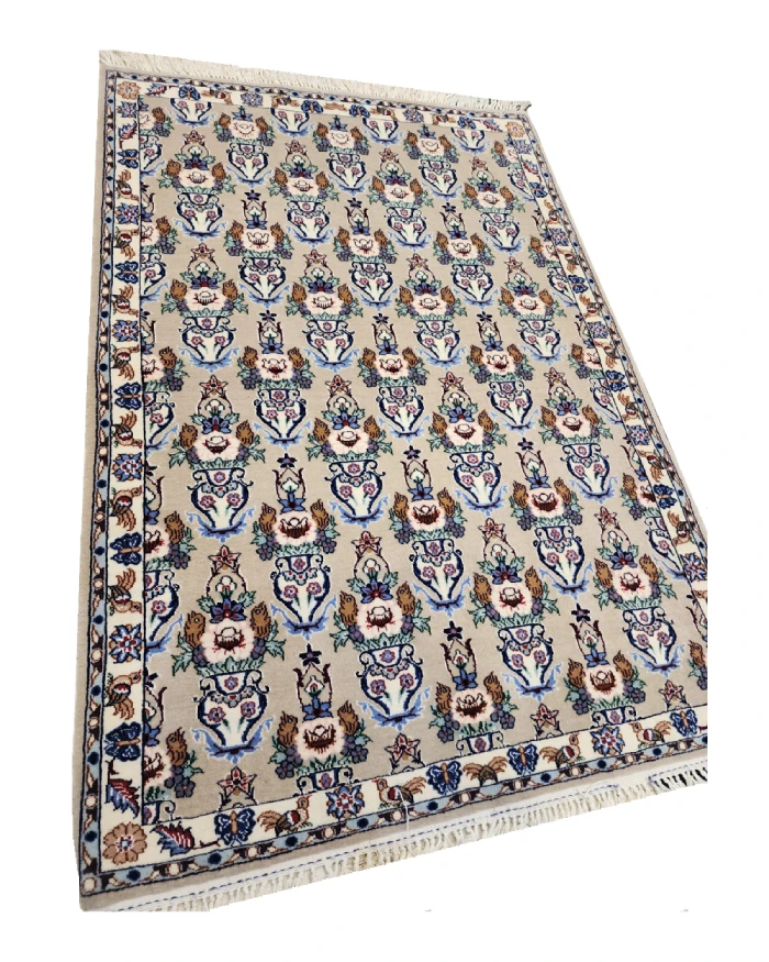 Handmade Allover Persian Nain Wool Mat Rug 321227